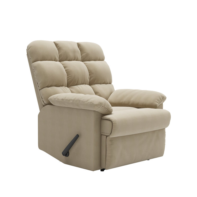 Khaki Microfiber Wall Hugger Recliner with Wood Frame