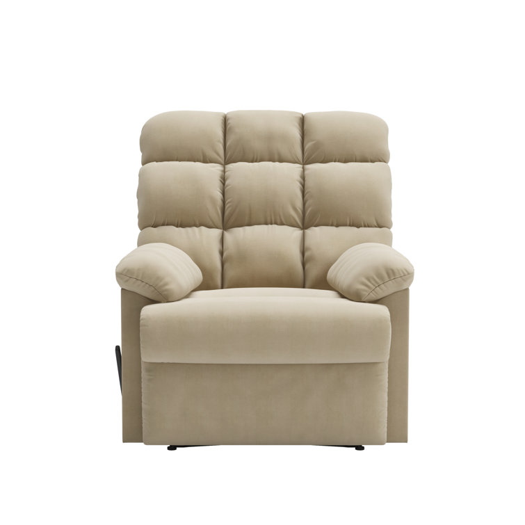 Khaki Microfiber Wall Hugger Recliner with Wood Frame