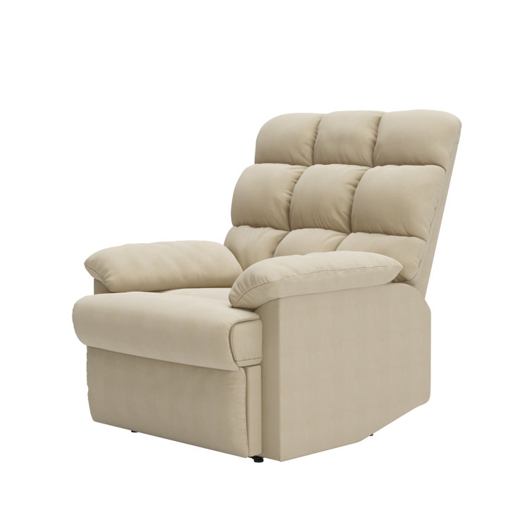 Khaki Microfiber Wall Hugger Recliner with Wood Frame