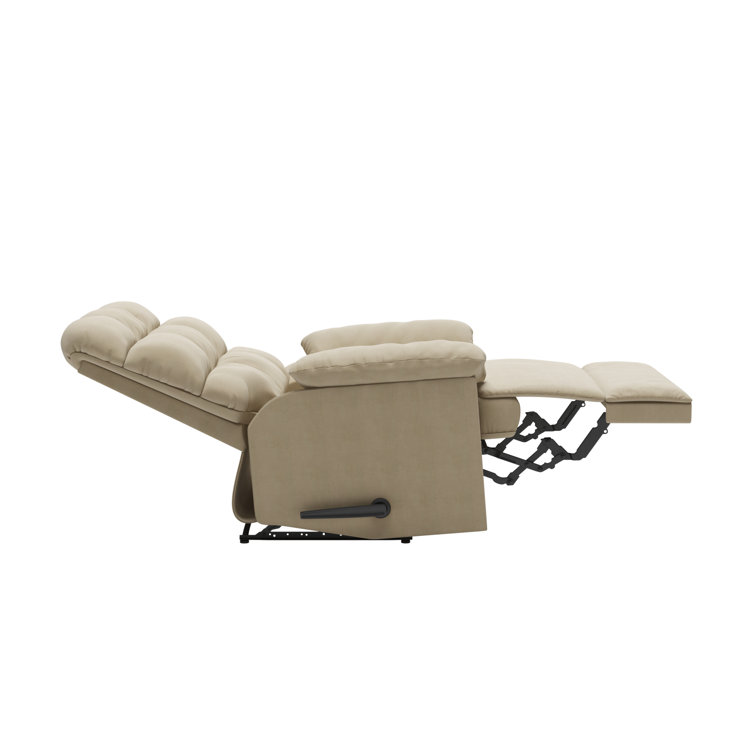 Khaki Microfiber Wall Hugger Recliner with Wood Frame