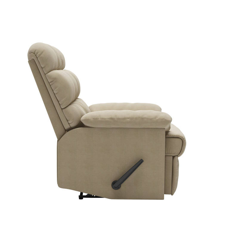 Khaki Microfiber Wall Hugger Recliner with Wood Frame