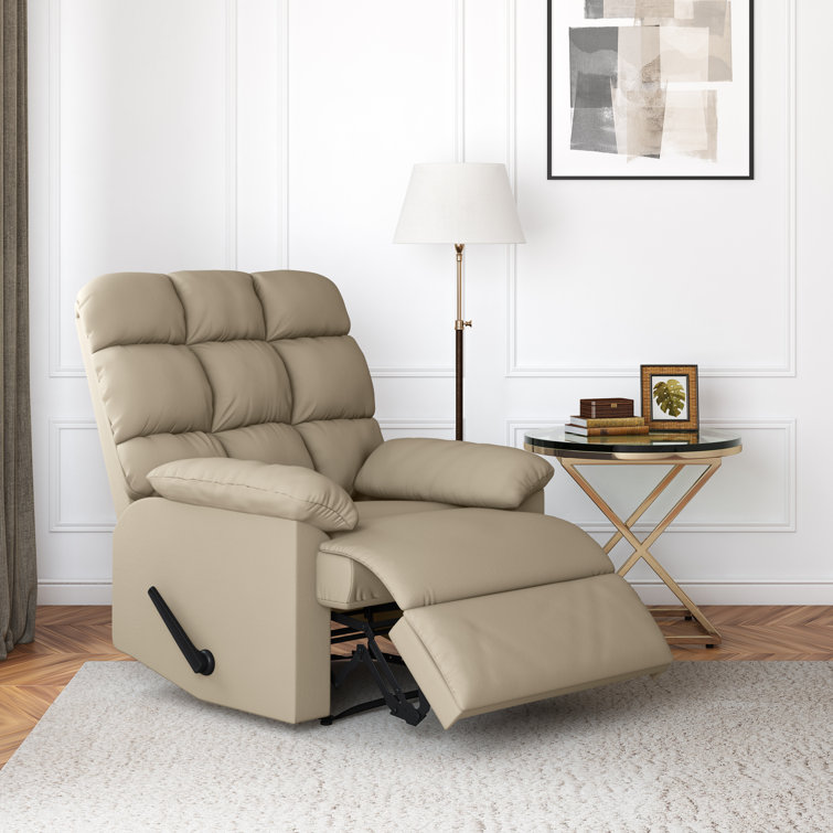 Khaki Microfiber Wall Hugger Recliner with Wood Frame
