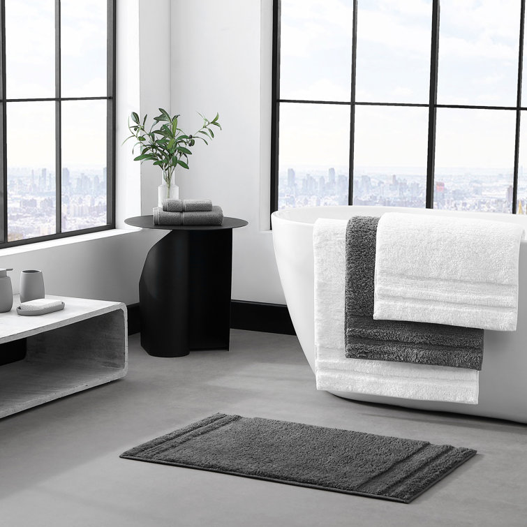 Eden Plush Gray Cotton Reversible 2-Piece Bath Rug Set