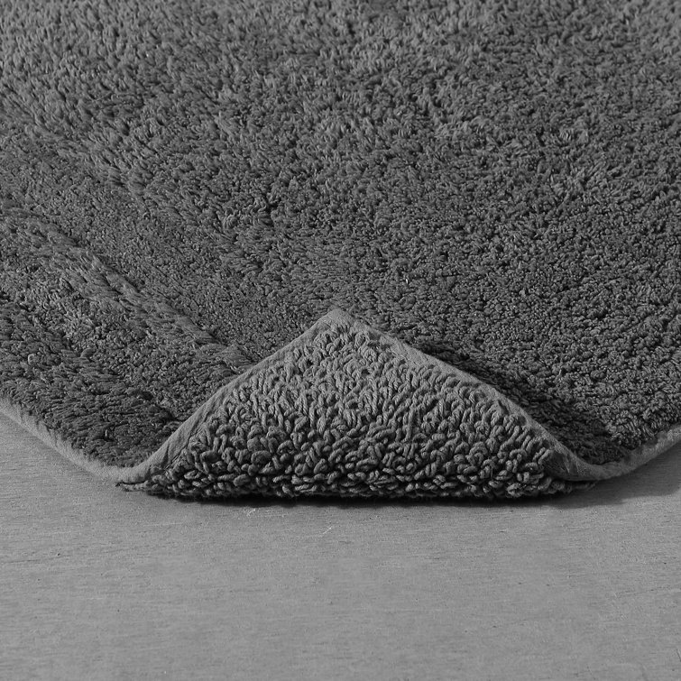Eden Plush Gray Cotton Reversible 2-Piece Bath Rug Set