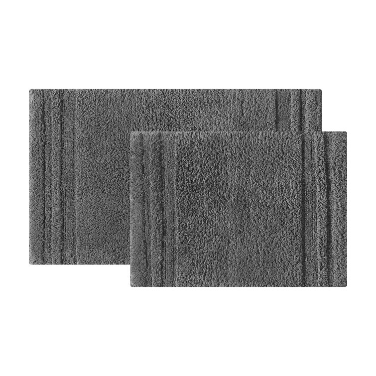 Eden Plush Gray Cotton Reversible 2-Piece Bath Rug Set