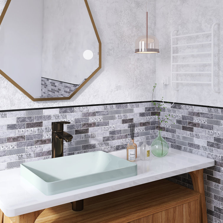 Gray Recycled Glass Brick Mosaic Wall Tile Sheet