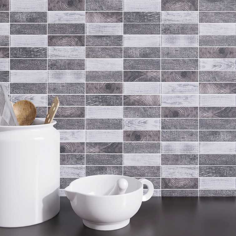 Gray and Black Recycled Glass Mosaic Wall Tile Sheet