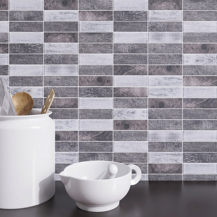 Gray Recycled Glass Brick Mosaic Wall Tile Sheet