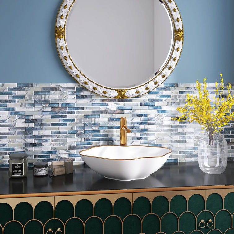 Aegean Blue Glass Mosaic Tile for Kitchen and Bathroom
