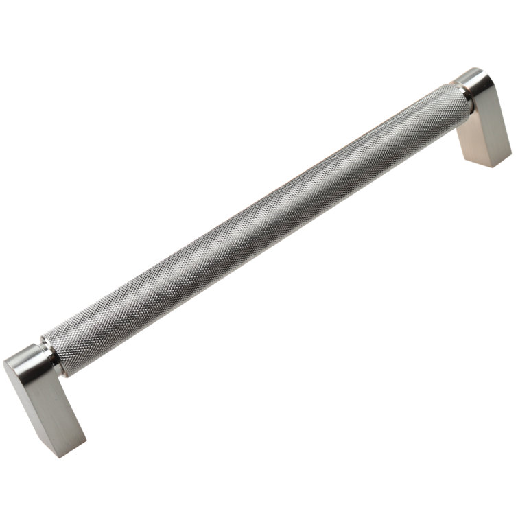 6.25-inch Brushed Nickel Knurled Bar Pull with Mounting Hardware