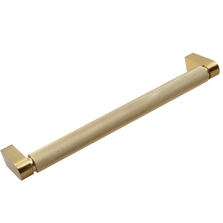 Satin Gold Knurled Bar Pull with Mounting Hardware
