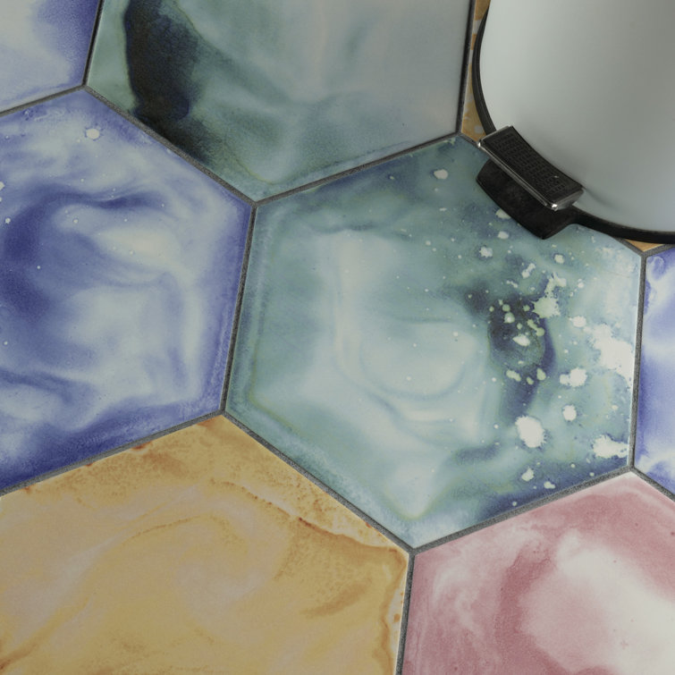 Multicolor Hexagon Porcelain Floor and Wall Tile