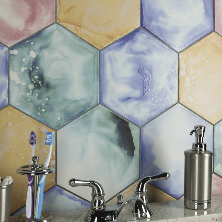 Multicolor Hexagon Porcelain Floor and Wall Tile