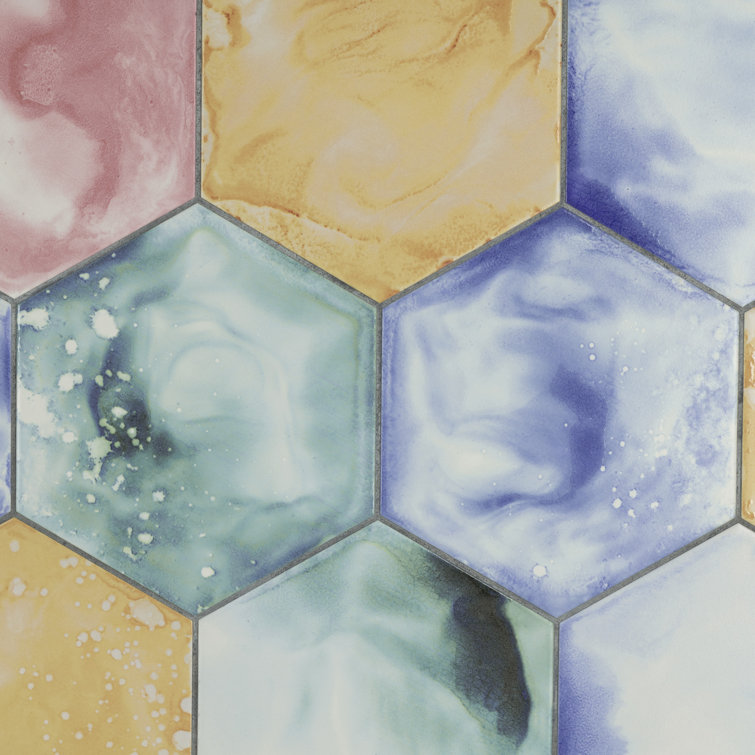 Multicolor Hexagon Porcelain Floor and Wall Tile