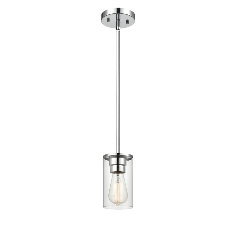 Verlana Chrome Nickel Glass 1-Light Vintage Pendant