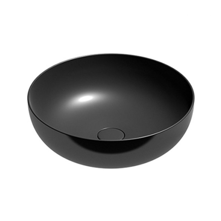 Matte Black Ceramic Circular Bathroom Sink, 17.7''