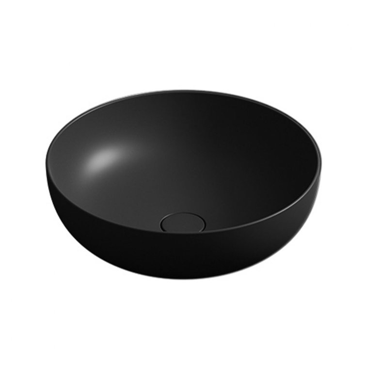 Matte Black Ceramic Circular Bathroom Sink, 17.7''
