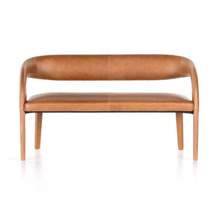 Sonoma Butterscotch Genuine Leather 55" Modern Dining Bench