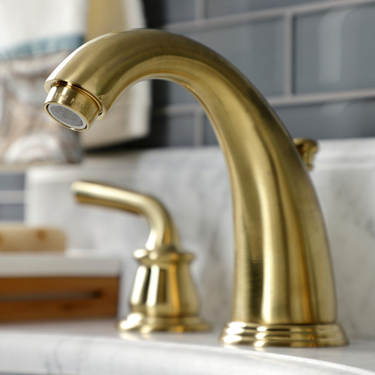 Restoration Traditional Brushed Brass Widespread Bathroom Faucet