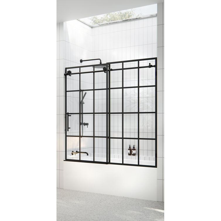 Esprit 60" Matte Black Frameless Sliding Bathtub Door