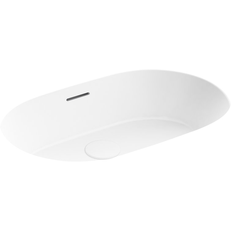 White Ceramic Oval Undermount Bathroom Sink