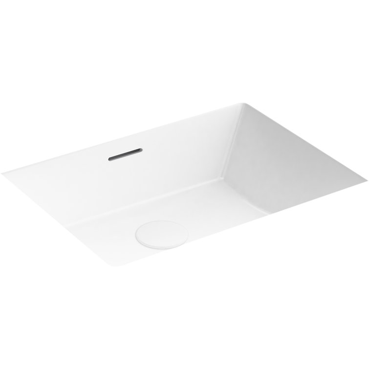 Brazn White Ceramic Rectangular Undermount Bathroom Sink