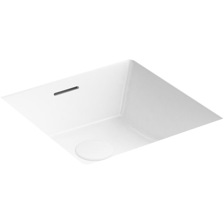 White Ceramic Square Undermount Bathroom Sink