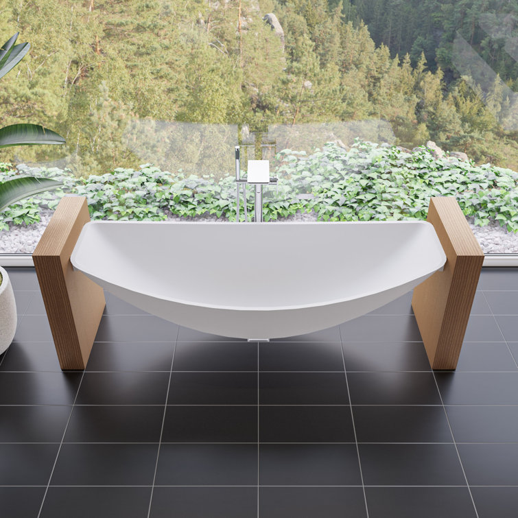 79'' White Matte Acrylic Suspended Hammock Bathtub