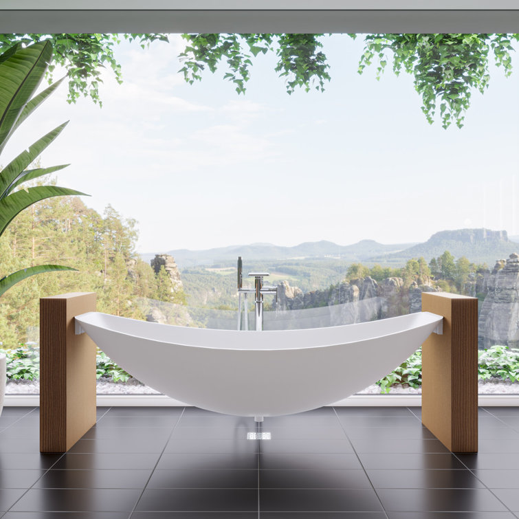 79'' White Matte Acrylic Suspended Hammock Bathtub