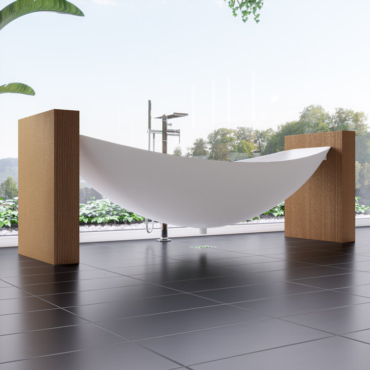 79'' White Matte Acrylic Suspended Hammock Bathtub