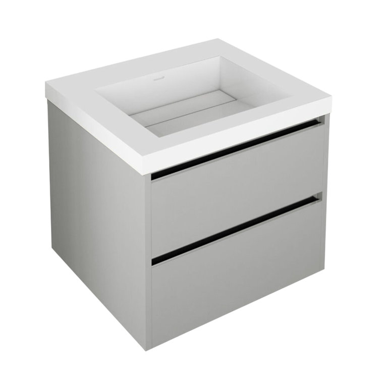 Kubista 24" Matte Ardesia Wall-Mounted Single Vanity Base