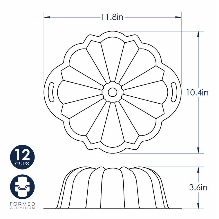 Gray Non-stick Aluminum 12-Cup Bundt Pan with Handles