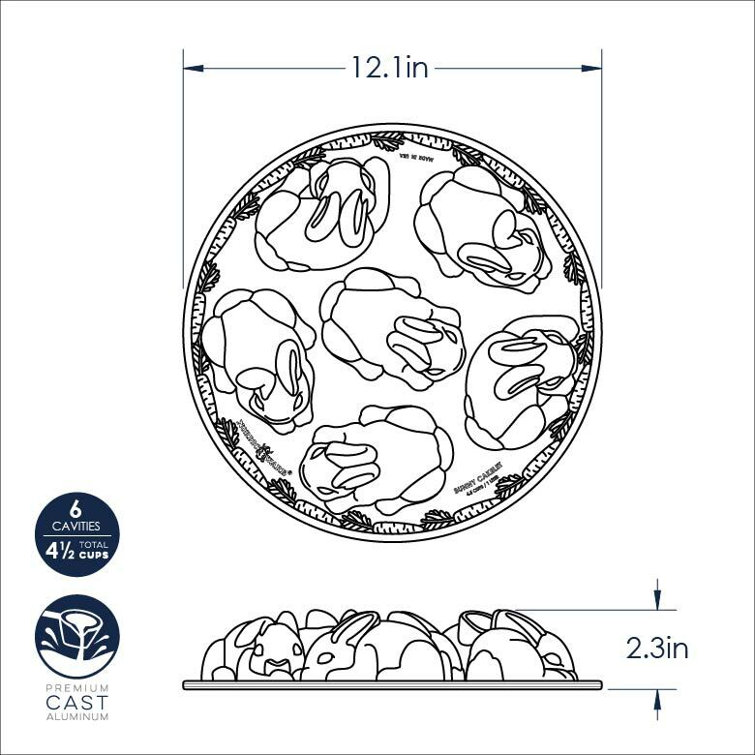 Silver Non-stick Aluminum Baby Bunny Cake Pan