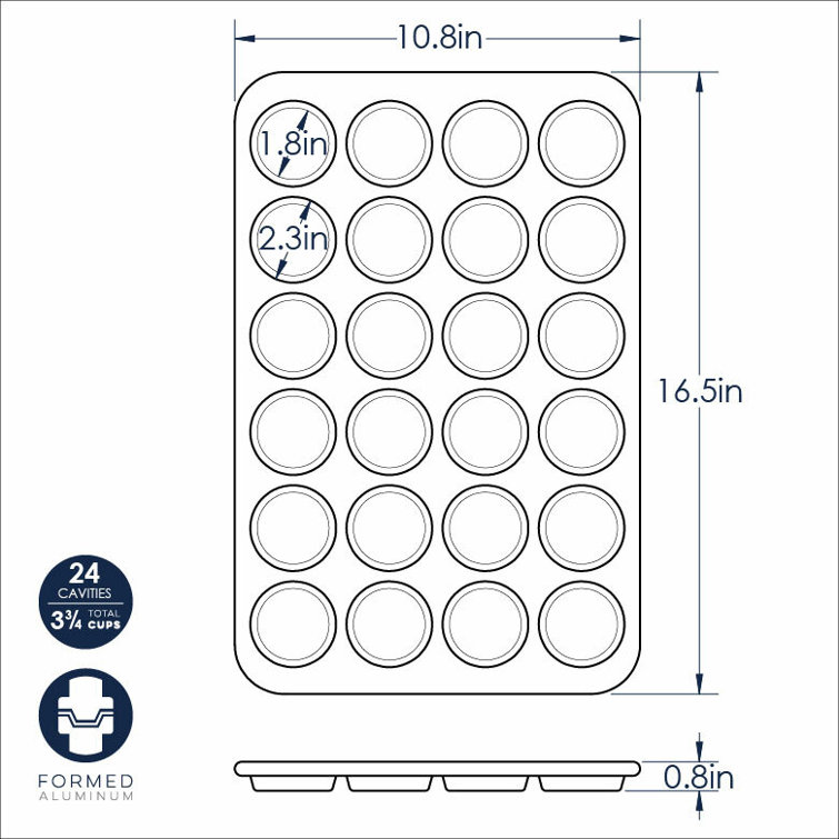 Silver Aluminum 24-Cup Petite Muffin Pan