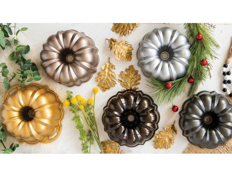 Gray Non-stick Aluminum 12-Cup Bundt Pan with Handles