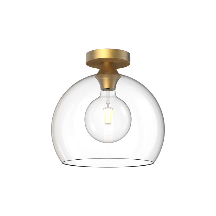 Castilla Aged Gold Globe Glass Flush Mount with Matte Black Accents
