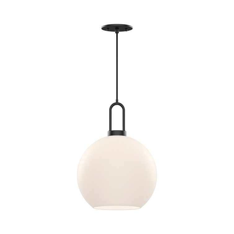 Soji Mini Globe Pendant Light in Matte Black with Opal Glass