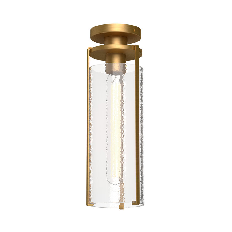 Belmont Matte Black and Aged Gold Glass Flush Mount