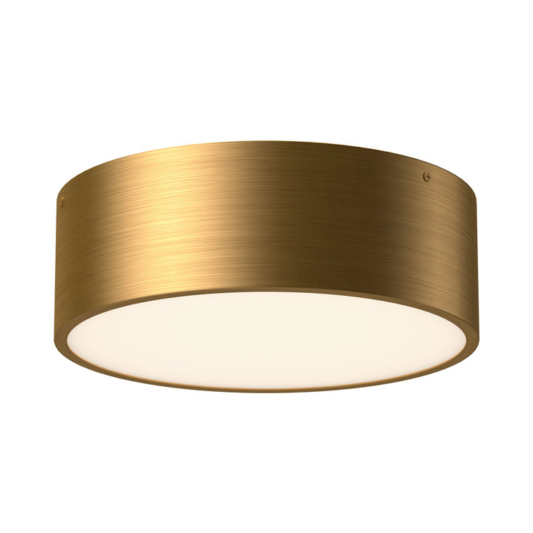 Aged Gold Glass Drum Flush Mount Light
