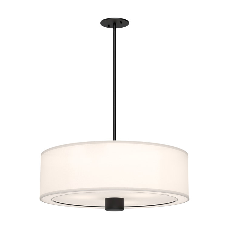 Theo 24" Matte Black Modern Drum Flush Mount with White Linen Shade