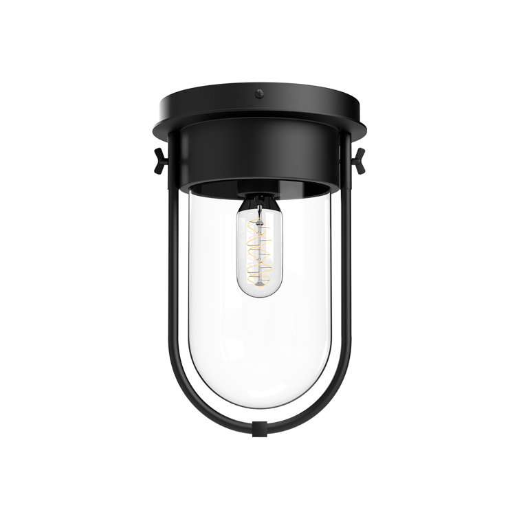 Cyrus 11.5" Matte Black Clear Glass Incandescent Flush Mount