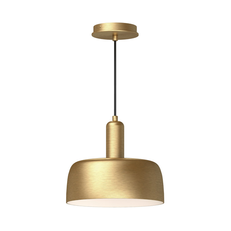 Adriano Matte Black and Brushed Gold 10.5" Aluminum Drum Pendant