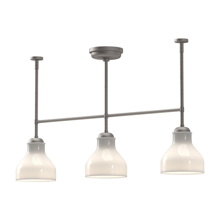 Westlake Parisian 3-Light Brushed Nickel Island Pendant with Glossy Opal Glass