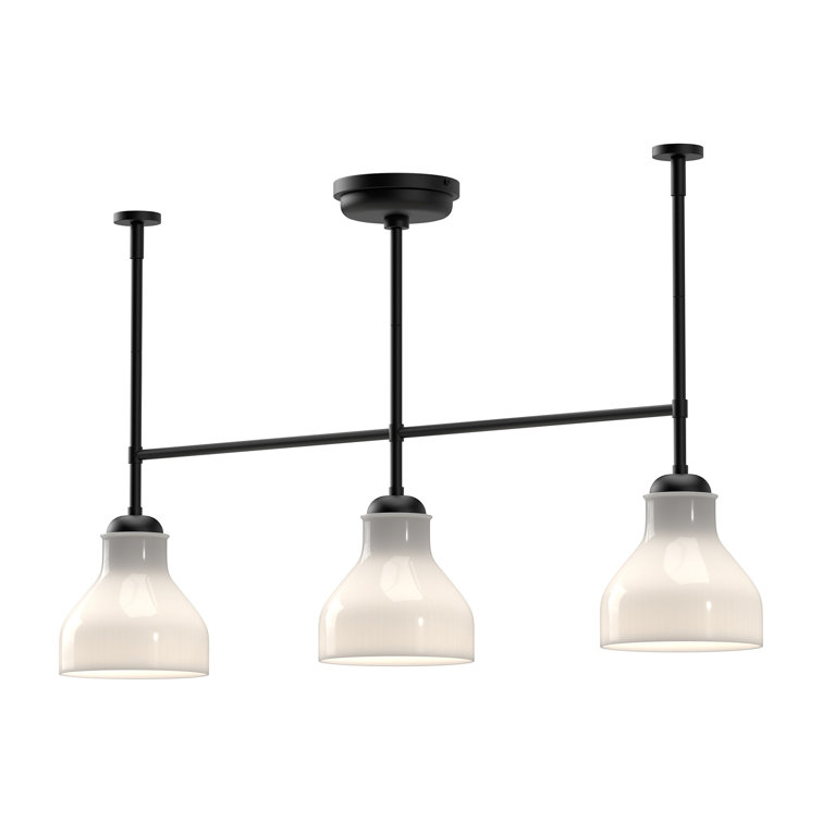 Westlake 3-Light Matte Black Nickel Island Pendant with Opal Glass