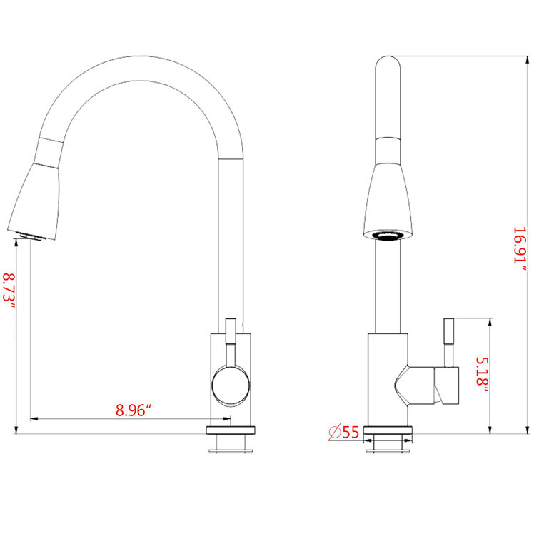 Brushed Gold Stainless Steel Pull Down Kitchen Faucet