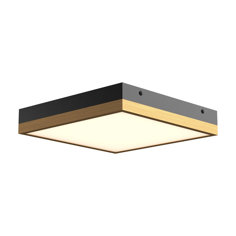 Sydney 14.25" Matte Black Frosted Glass LED Flush Mount