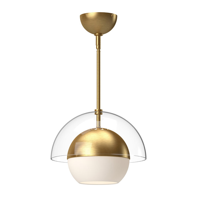 Lucy 12'' Matte Black & Brushed Gold Glass Bowl Pendant