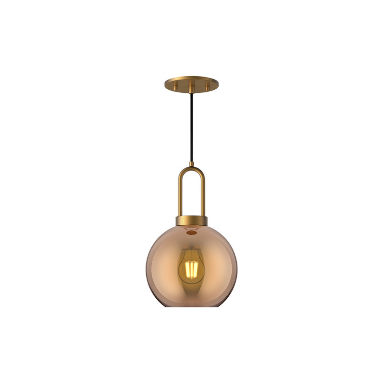 Aged Gold and Copper Globe Pendant Light with Transparent Glass