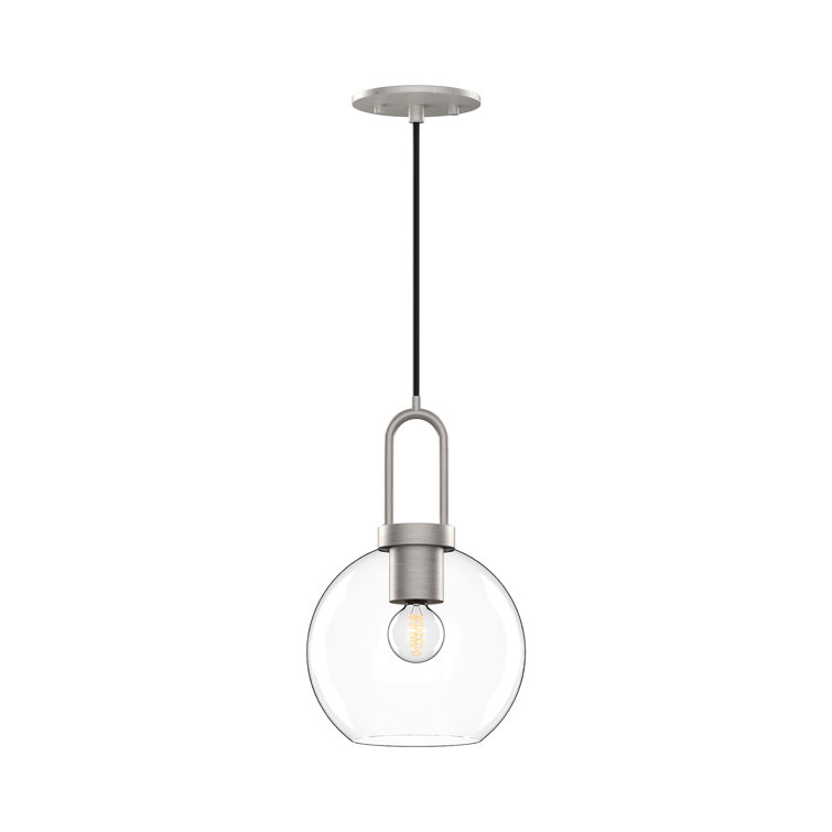 Clear Glass Globe Pendant Light with Brushed Nickel Finish