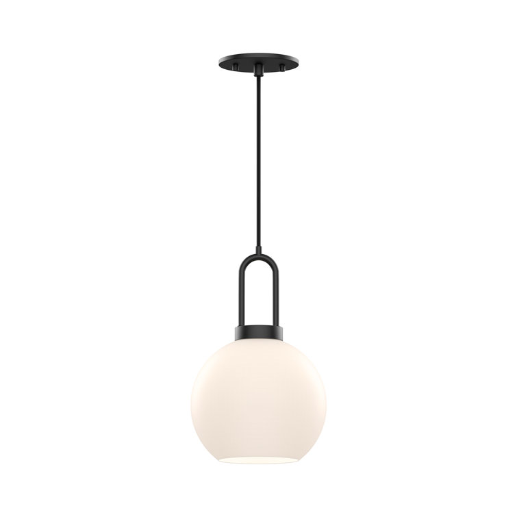 Matte Black Mini Globe Pendant Light with Opal Glass